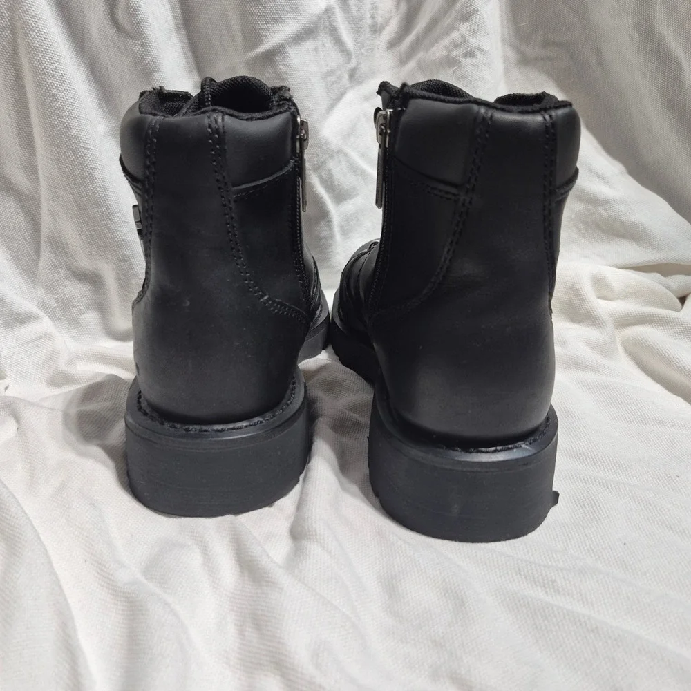 Harley-Davidson Mens D96098 Black Leather Side Zip Motorcycle Boots Size 8.5 M